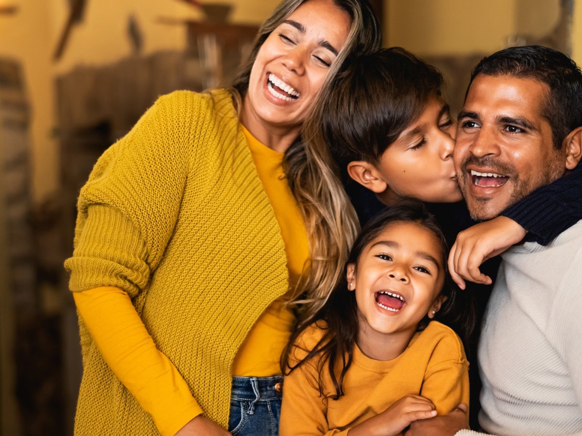 Family laughing together