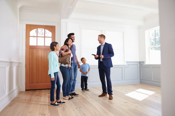 Family in home entryway