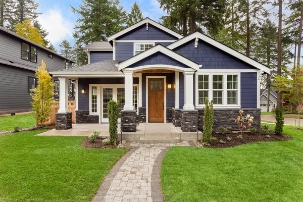 Blue craftsman-style house