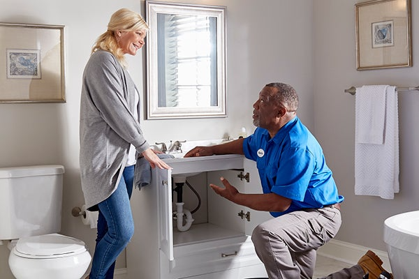 conversation over bathroom sink