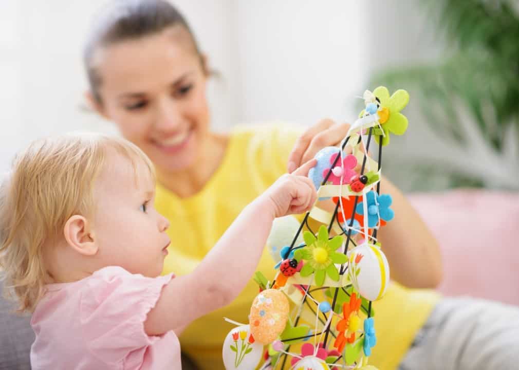 mother and daughter playing