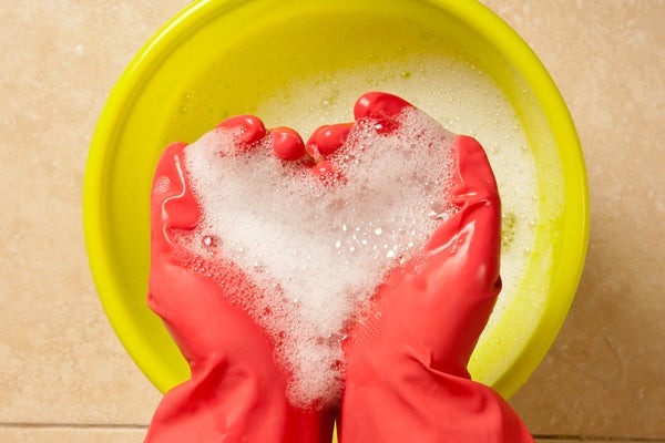 soapy water in the shape of a heart