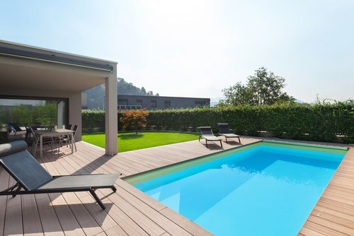 pool built into a deck