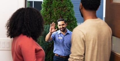 Pro greeting homeowners